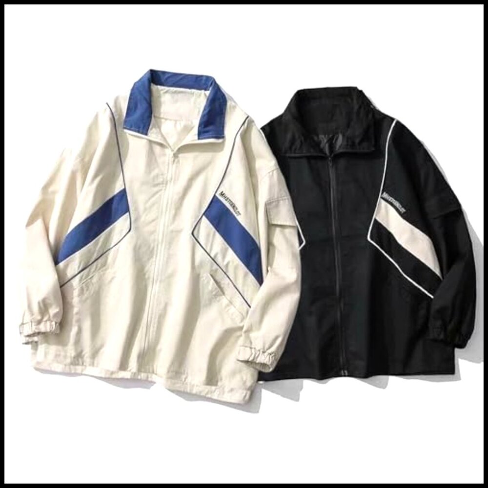 Oversized Varsity Windbreaker Jacket Polyester Y2… - image 7